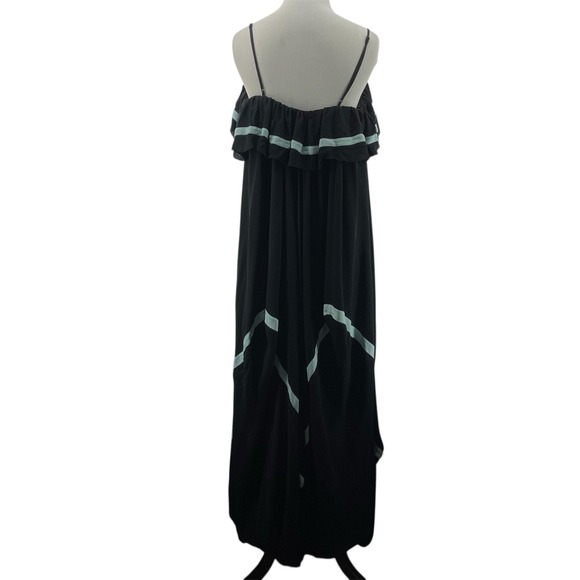 BCBGMaxazria Size S SILK Maxi Dress Black Blue Whimsical Evening Gown Dark Fairy - Picture 7 of 10
